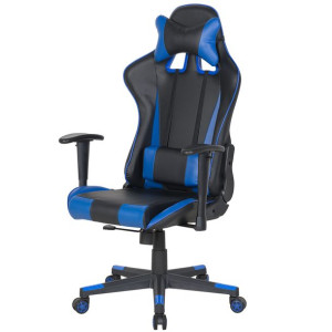Krzesło biurowe regulowane ekoskóra czarno-niebieskie GAMER