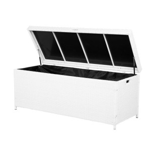 Skrzynia na poduchy rattanowa biała 158 x 63 cm MODENA
