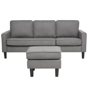 Sofa 3-osobowa z otomaną  jasnoszara AVESTA