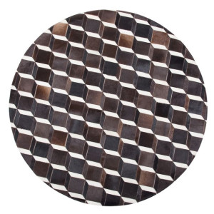 Dywan patchwork okrągły skórzany ø 140 cm brązowy ALPKOY
