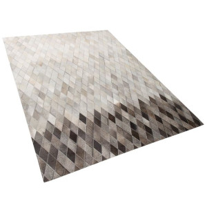 Dywan patchwork skórzany 160 x 230 cm biało-szary MALDAN