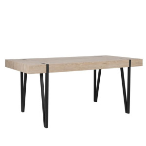 Stół do jadalni 150 x 90 cm jasne drewno z czarnym ADENA