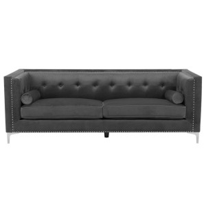 Sofa 3-osobowa welurowa ciemnoszara AVALDSENES