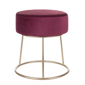 Stołek welurowy ø 35 cm burgundowy DELCO