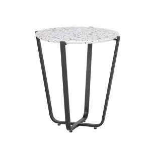 Stolik pomocniczy efekt lastryko biało-czarny VALERA