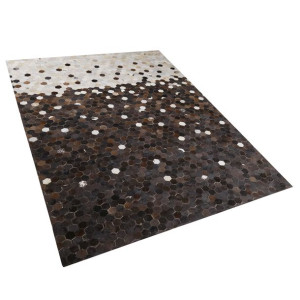 Dywan patchwork skórzany 160 x 230 cm brązowo-beżowy EYIM