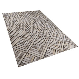 Dywan patchwork skórzany 140 x 200 cm beżowy TEKIR