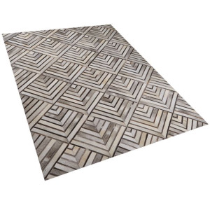Dywan patchwork skórzany 160 x 230 cm beżowy TEKIR