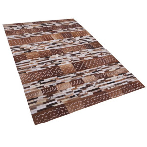 Dywan patchwork skórzany 140 x 200 cm brązowy HEREKLI
