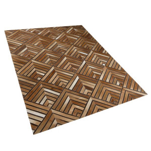Dywan patchwork skórzany 160 x 230 cm brązowy TEKIR