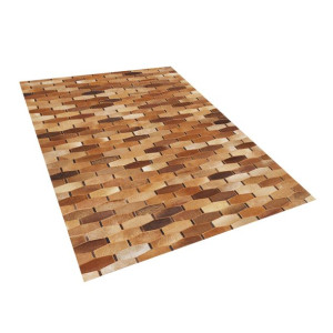 Dywan patchwork skórzany 140 x 200 cm brązowy DIGOR