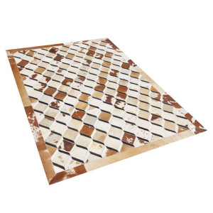 Dywan patchwork skórzany 140 x 200 cm brązowy SERINOVA