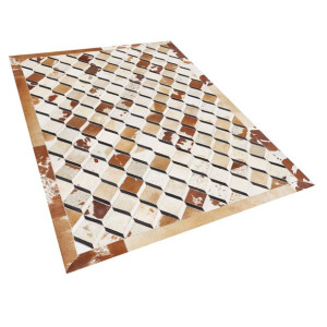 Dywan patchwork skórzany 160 x 230 cm brązowy SERINOVA