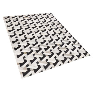 Dywan patchwork skórzany 160 x 230 cm czarno-szary NARMAN