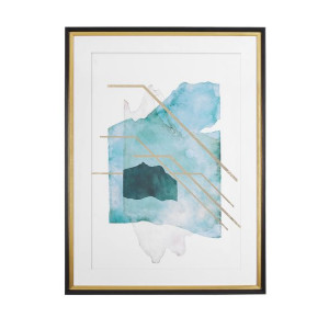 Obraz w ramie 60 x 80 cm niebiesko-złoty TOUBA