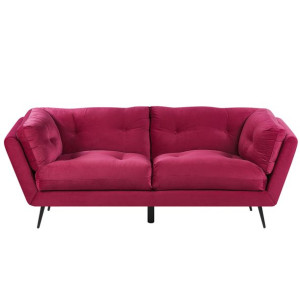 Sofa 3-osobowa welurowa burgundowa LENVIK