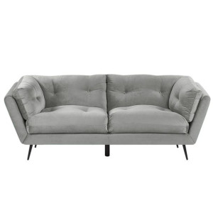 Sofa 3-osobowa welurowa szara LENVIK