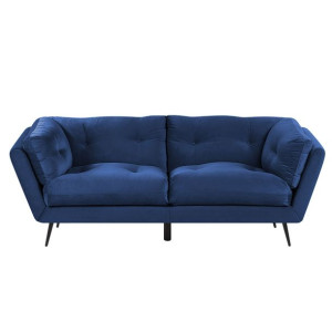 Sofa 3-osobowa welurowa niebieska LENVIK