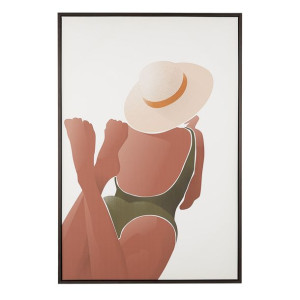 Obraz na płótnie w ramie 63 x 93 cm brązowo-biały FELTRINA
