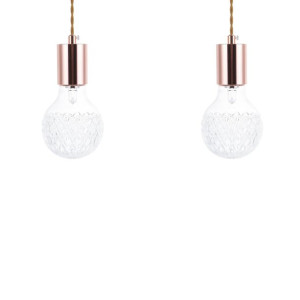 Zestaw 2 lamp wiszących szklanych miedzianych ANZA