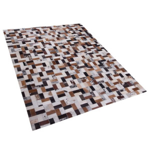 Dywan patchwork skórzany 160 x 230 cm brązowo-beżowy CESME