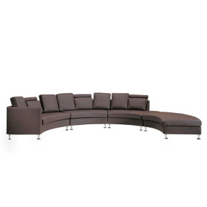 Sofa półokrągła 7-osobowa skórzana modułowa brązowa ROTUNDE