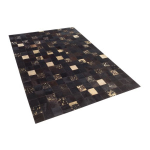 Dywan patchwork skórzany 140 x 200 cm brązowy BANDIRMA