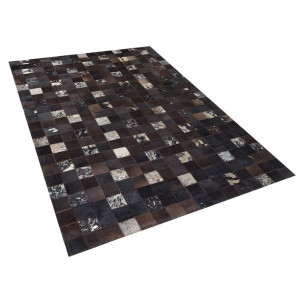 Dywan patchwork skórzany 160 x 230 cm brązowy BANDIRMA