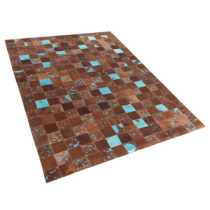 Dywan patchwork skórzany 160 x 230 cm brązowy ALIAGA