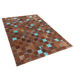 Dywan patchwork skórzany 140 x 200 cm brązowy ALIAGA