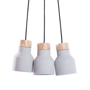 Lampa wisząca 3 klosze betonowa szara BAHT
