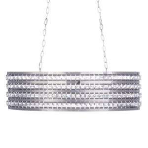 Lampa wisząca z kryształami metalowa srebrna CAVONE