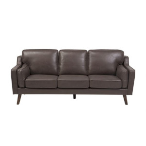 Sofa 3-osobowa ekoskóra brązowa LOKKA