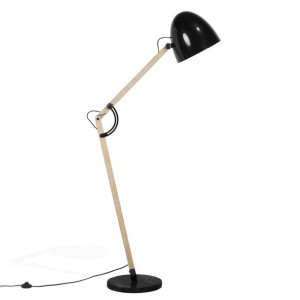 Lampa podłogowa regulowana drewniana czarna HETTON