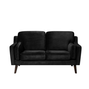 Sofa 2-osobowa welurowa czarna LOKKA
