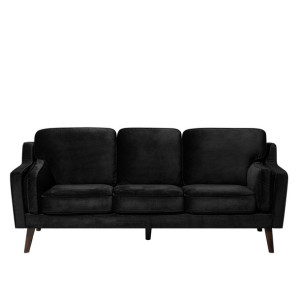 Sofa 3-osobowa welurowa czarna LOKKA