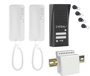 DOMOFON "CYFRAL" 'COSMO' zestaw 2-lokatorski czarny, czytnik RFID
