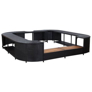 Kwadratowa obudowa spa, czarna, 268x268x55 cm, polirattan