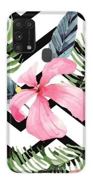 Casegadget Etui Nadruk Różowy Kwiat I Liście Samsung Galaxy M31