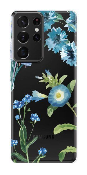 Casegadget Etui Nadruk Niebieskie Kwiaty Samsung Galaxy S21 Ultra