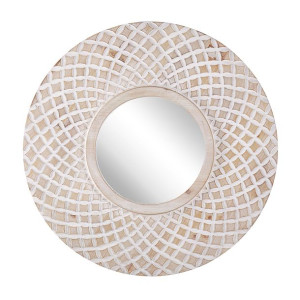 Lustro ścienne ø 60 cm jasne drewno POMARO