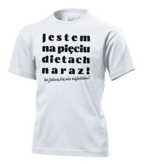 Koszulka dziecięca Jestem na pięciu dietach S Biały