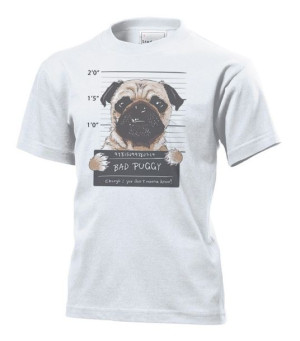 Koszulka dziecięca Zly pies mops Bad puggy L Biały