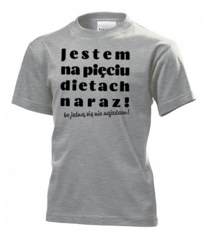 Koszulka dziecięca Jestem na pięciu dietach S Szary