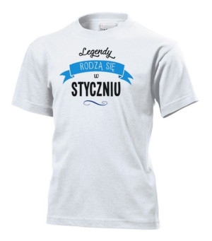 Koszulka dziecięca Legendy rodzą się w styczniu M Biały