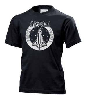 Koszulka dziecięca Space Travel Statek kosmiczny L Czarny