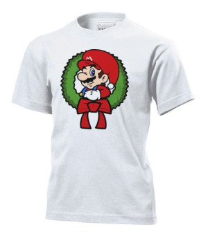 Koszulka dziecięca Merry Mario Christmas S Biały