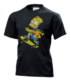 Koszulka dziecięca Zombie Bart na deskorolce Czarny XS