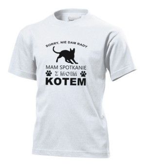 Koszulka dziecięca Mam spotkanie z moim kotem M Biały