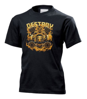 Koszulka dziecięca Destroy Cat Steampunk S Czarny